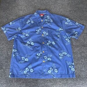 Unionbay Hawaiian Shirt Mens Large Floral Short‎ Sleeve Button Up Casual Beach